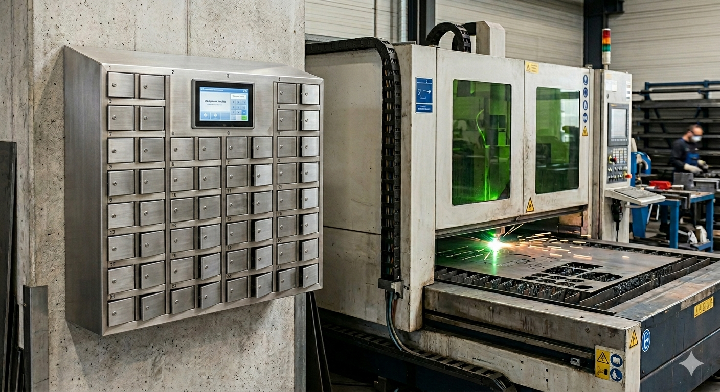 Промышленный постамат PROMPART у лазерного станка